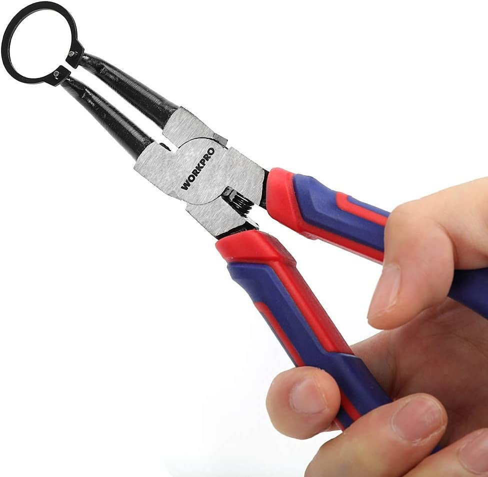 4-Piece Snap Ring Pliers Set - Heavy Duty 7-Inch Internal/External Circlip Plier