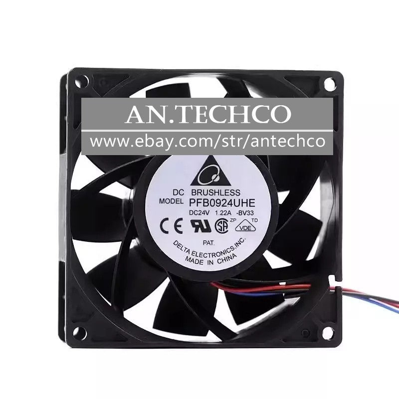For Delta PFB0924UHE DC24V 1.22A 3-Wire Silent Cooling Fan