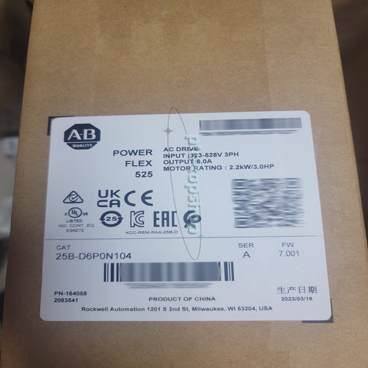 1PC / Sealed AB 25B-D6P0N104 525 2.2kW 3Hp AC Drive PLC Fast delivery