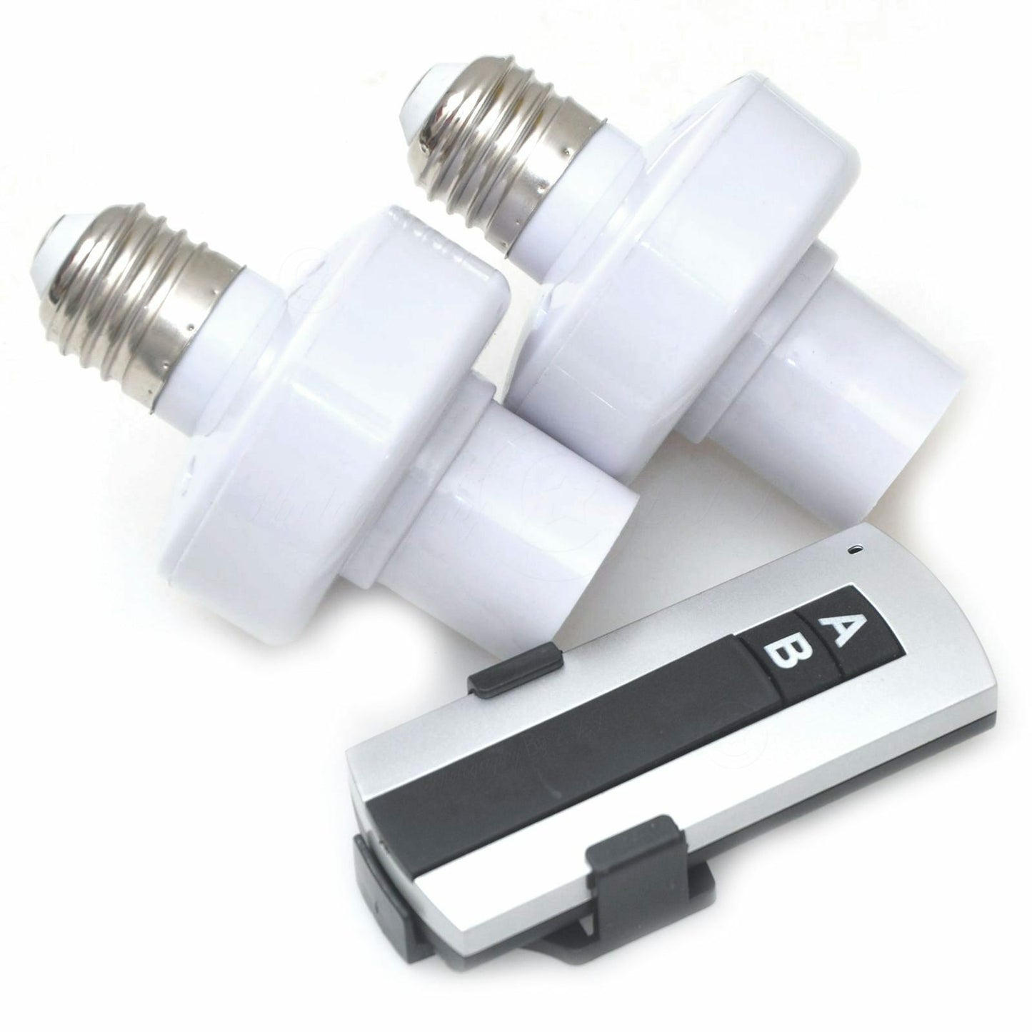 Wireless RF Remote Control E27 Screw Light Lamp Base 1 Controller With 2 Holder