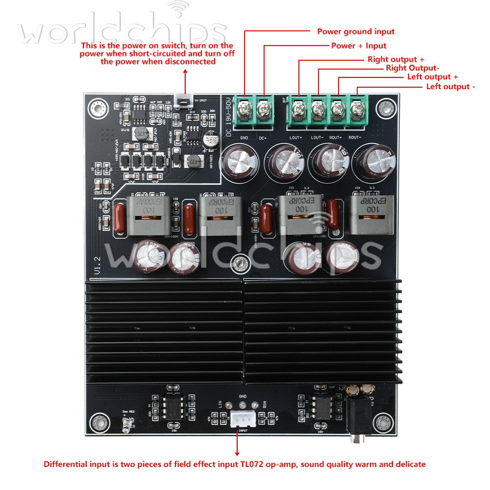 Dual Core TPA3255 HiFi Stereo 2CH Class D Audio Power Amplifier Board 2*600W