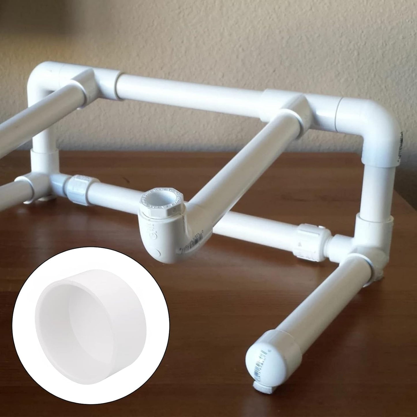 4" PVC Pipe End Cap, Schedule 40 Furniture Grade, White Plug for DIY Furniture