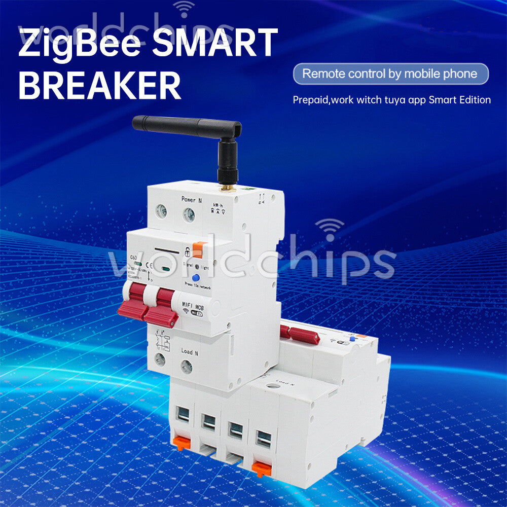 Tuya WIFI/Zigbee AC Smart Circuit Breaker Metering Remote Control On-Off Breaker
