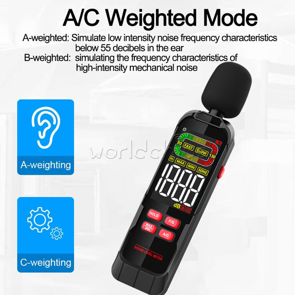 Sound Level Meter Digital LCD Display Noise Tester Measurement 30-130DB Decibel