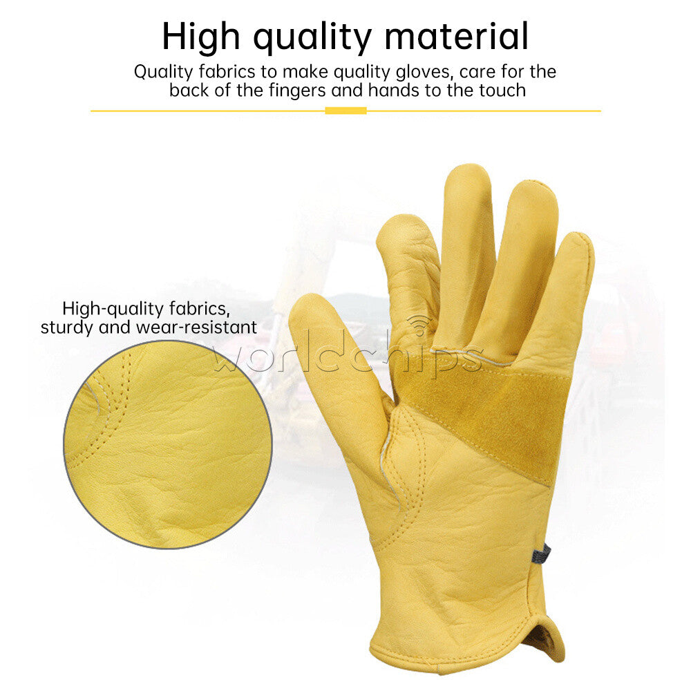 Yellow Leather Driver Work Gloves BBQ Gloves Oven Gloves Safety Work Gloves