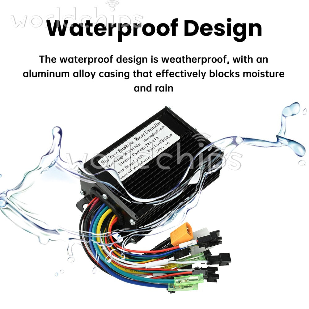 36V 48V 20A Sine Wave Brushless Motor Controller 350W-500W for Electric Bicycle