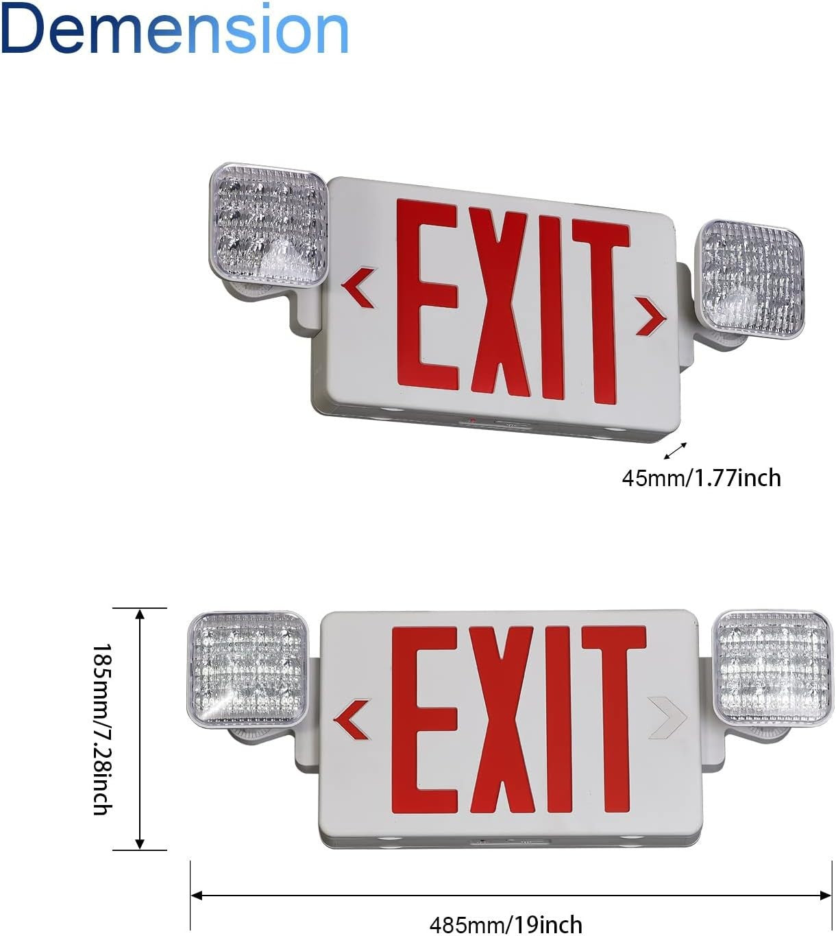 Red Exit Sign with Emergency Lights, LED Emergency Exit Light with Battery Backu