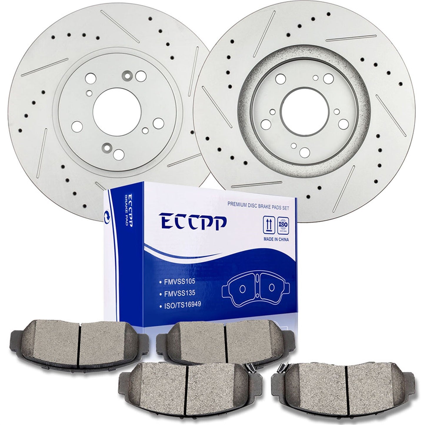 11.81" 300mm Front Drilled Rotors Brake Pads for Honda Accord Acura CL TL TSX