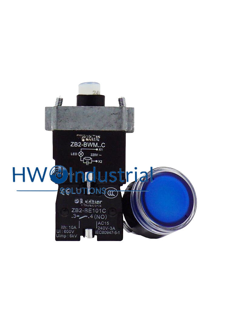 1PC LED Light Self Reset Button Switch XB2BW36M1C XB2-BW36M1C Blue 1NO 220V