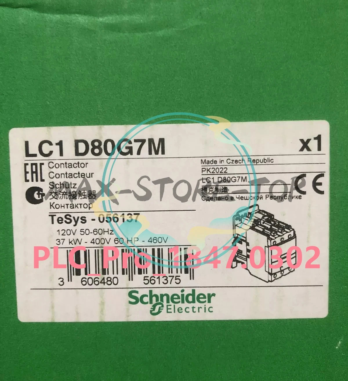 LC1D80G7M 1PCS  Schneider LC1D80G7M Contactor 120VAC 80A 50/60Hz Fast ship