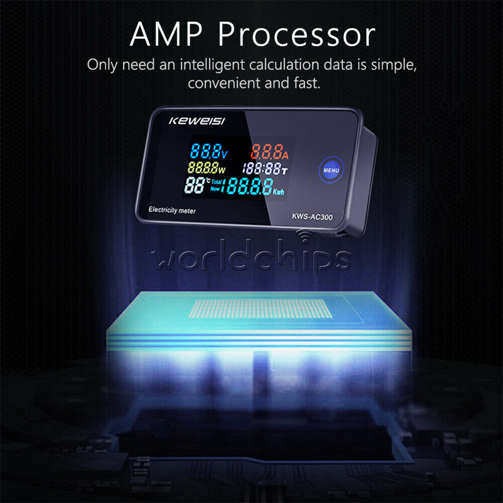 AC50-300V Color Display Digital Voltmeter Current Power Temperature Energy Meter