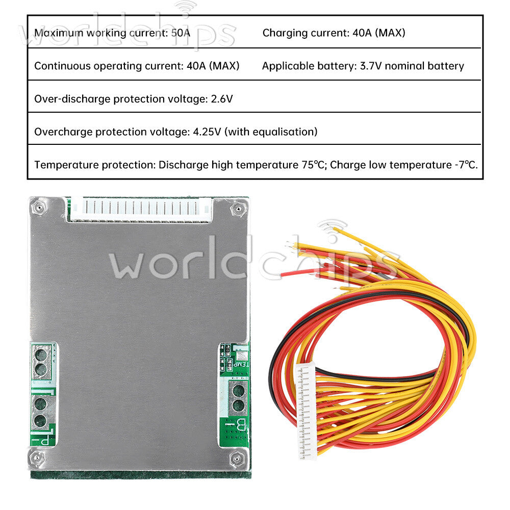 16S 60V 50A Same Port Li-ion Battery Protection Board Balanced for Electric Car
