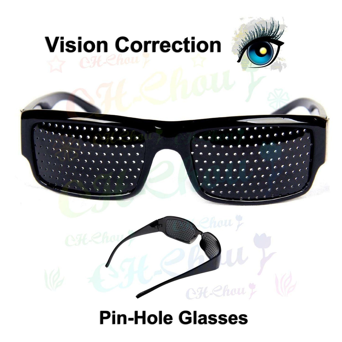 2x Vision Correction Eyesight Improve Exercise Eyewear Pin-hole Frame Glasses