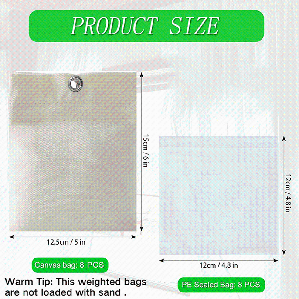 Drapery Management Made Easy 15oz Weighted Bags with Clips and Sealable PE Bags