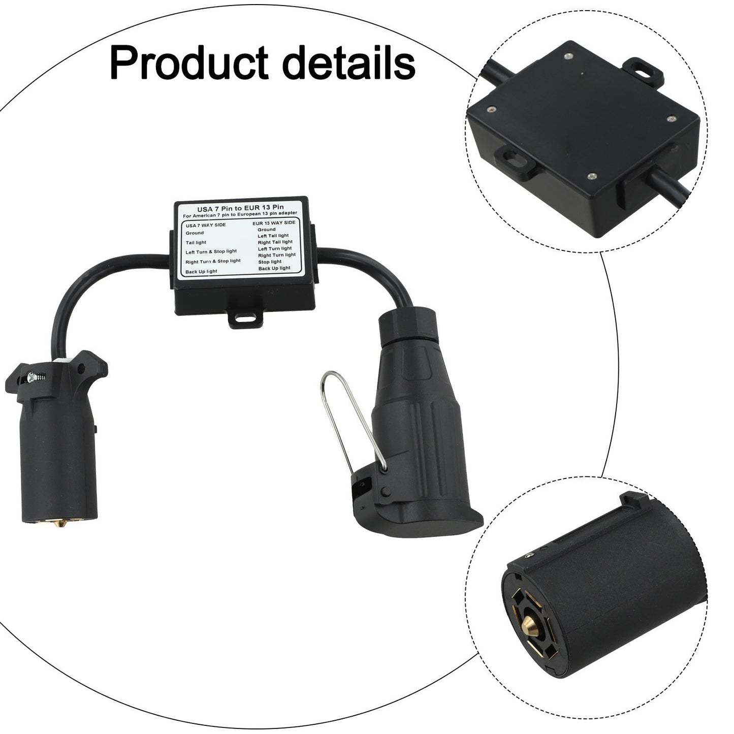 13-Pin Trailer Light Converter 7-Way Accessory Connector Electrical Parts