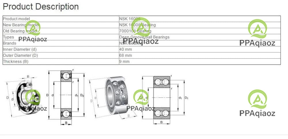 2PCS NSK 16008 Deep Groove Ball Bearings 40x68x9mm. #P