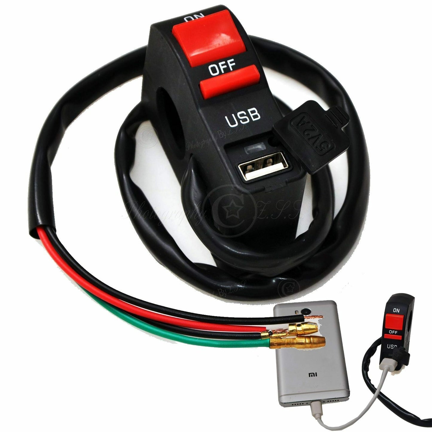 Double Flash Switch & 5V 2A USB Charger For e-Bike Motorcycle Modification DIY