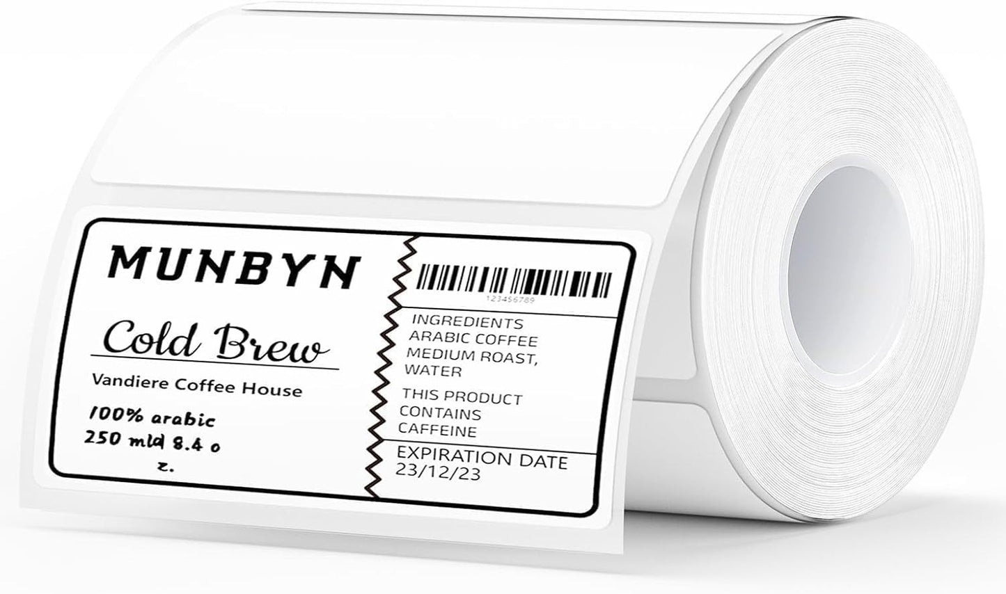 4” X 2” Direct Thermal Labels, Thermal Printer Stickers, Strong Adhesive & Perfo