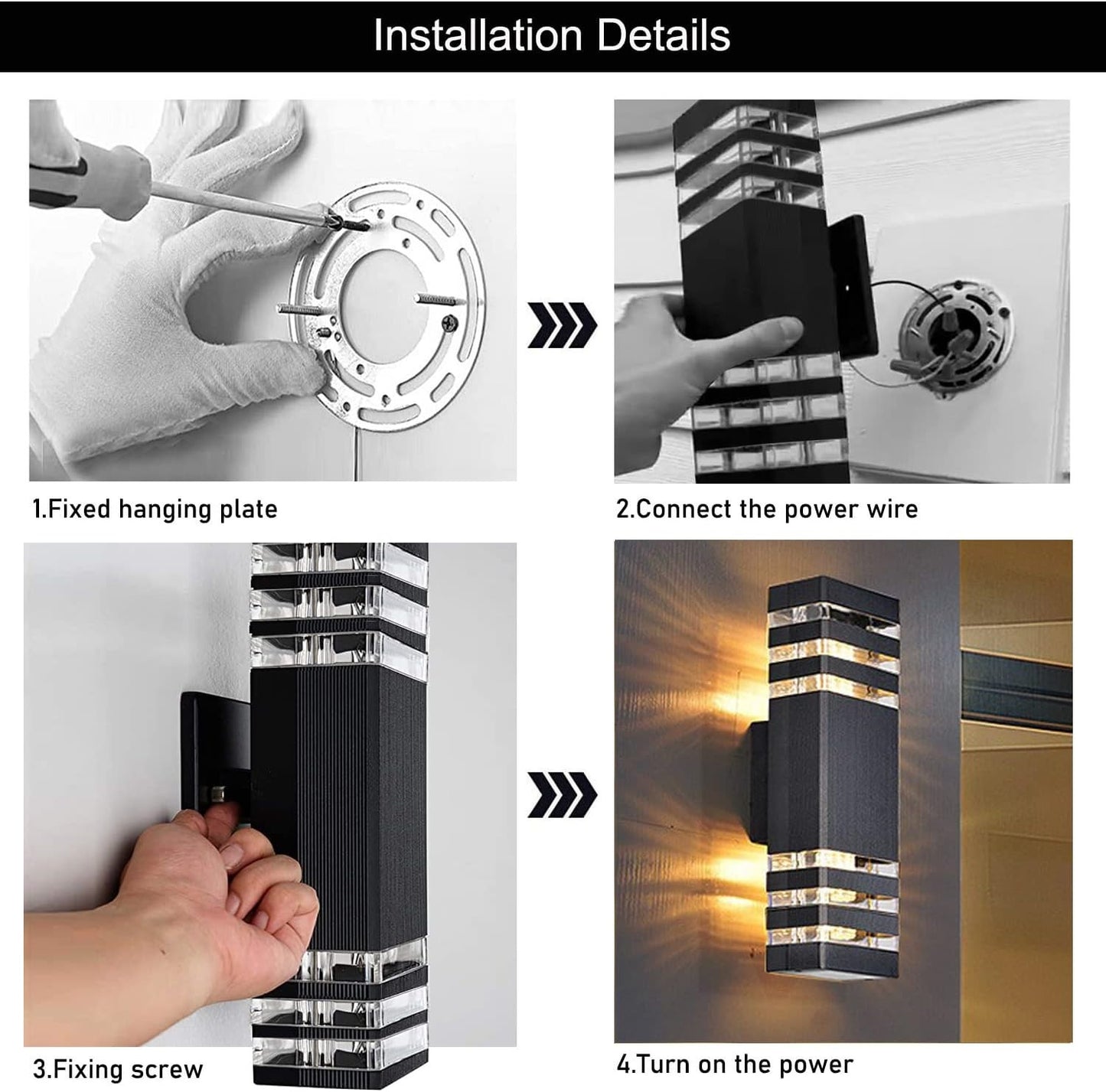 6-Pack 18 Inch LED Square Wall Lights, 24W IP65 Waterproof 4000K