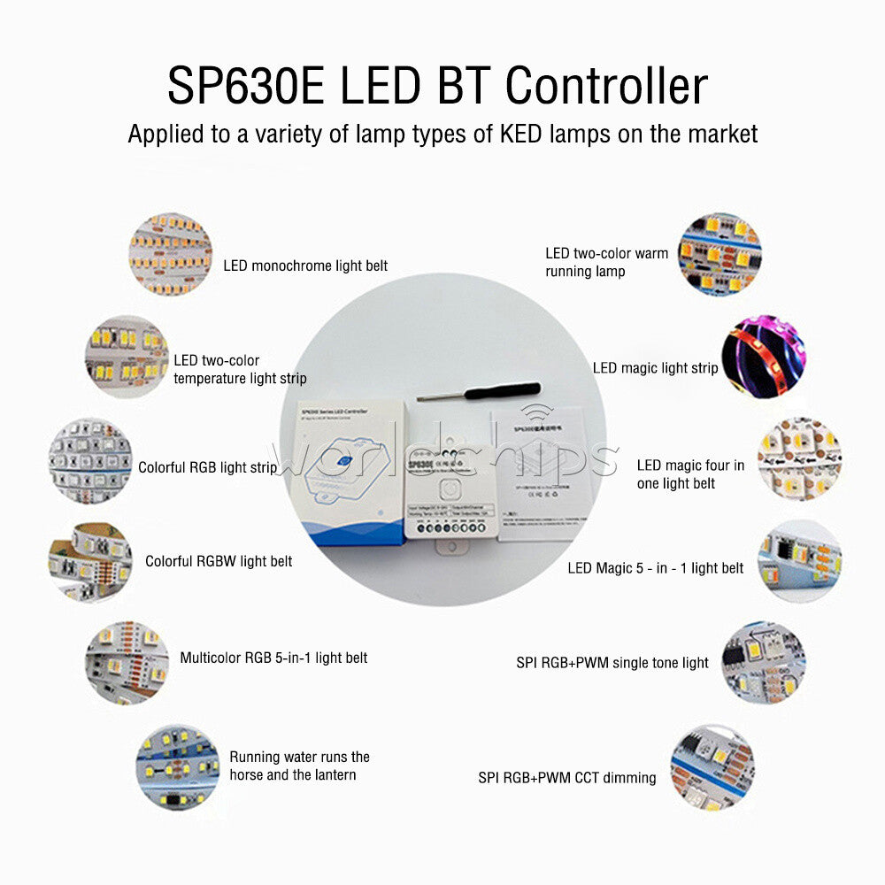 DC5-24V SP630E Controller Bluetooth APP Control For WS2811 WS2812B LED Lights