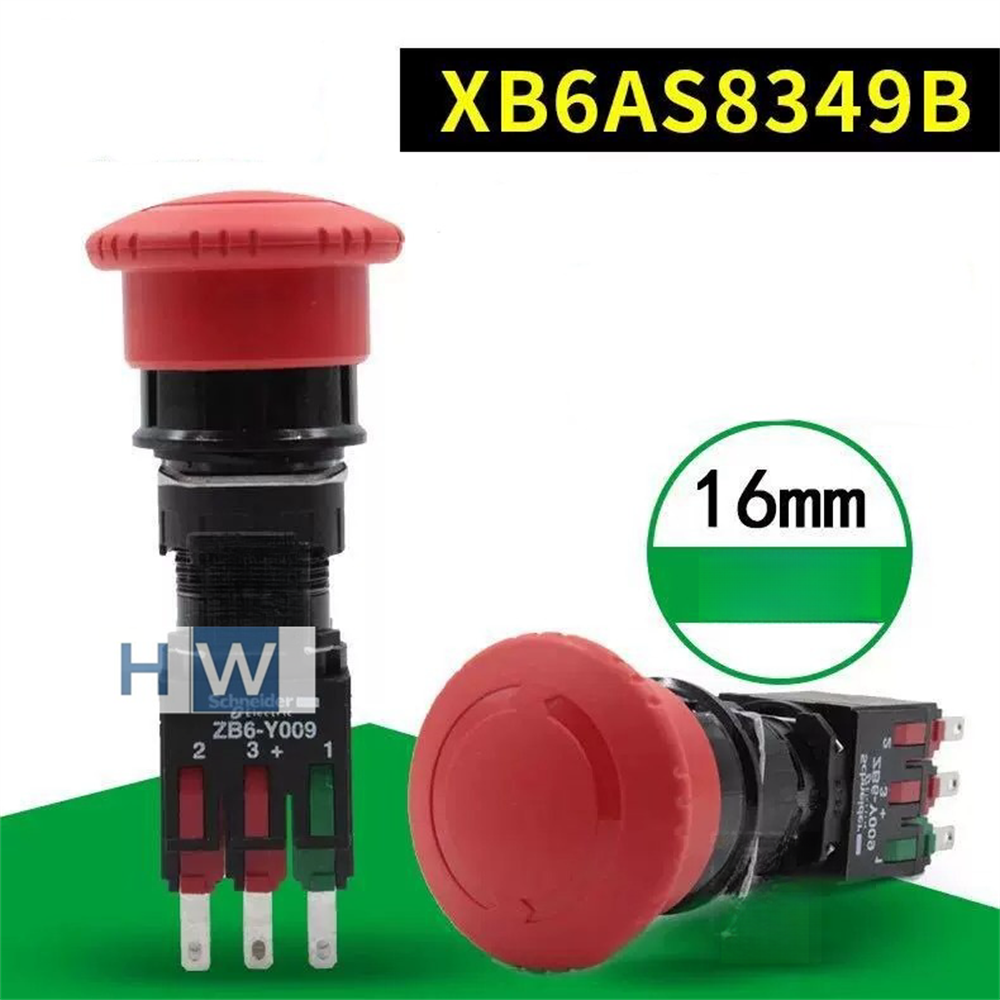 1/Piece XB6AS8349B XB6-AS8349B Emergency Stop Button Switch ZB6-Y009 16mm 1NO2NO