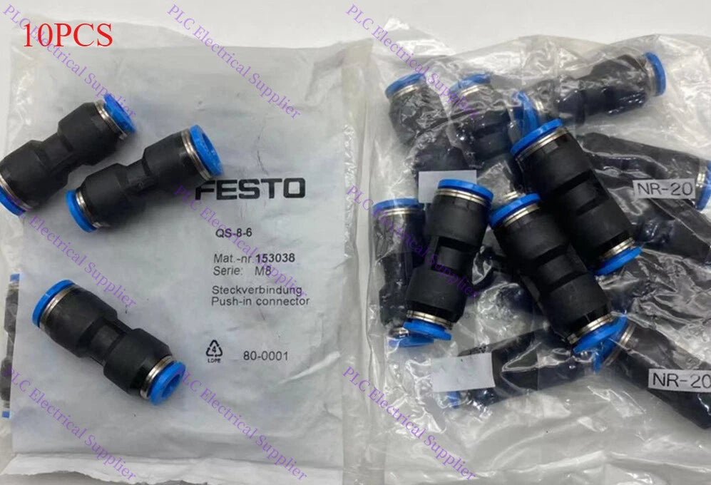 10PCS QS-8-6 10PCS  FESTO Quick Plug Connector QS-8-6 153038 Fast Shipping #P