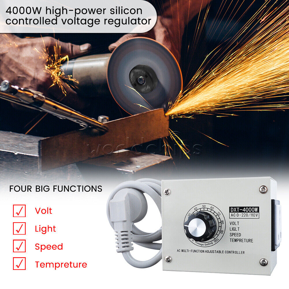 220V 4000W Adjustable Voltage Regulator Dimming SCR Temperature Speed Controller
