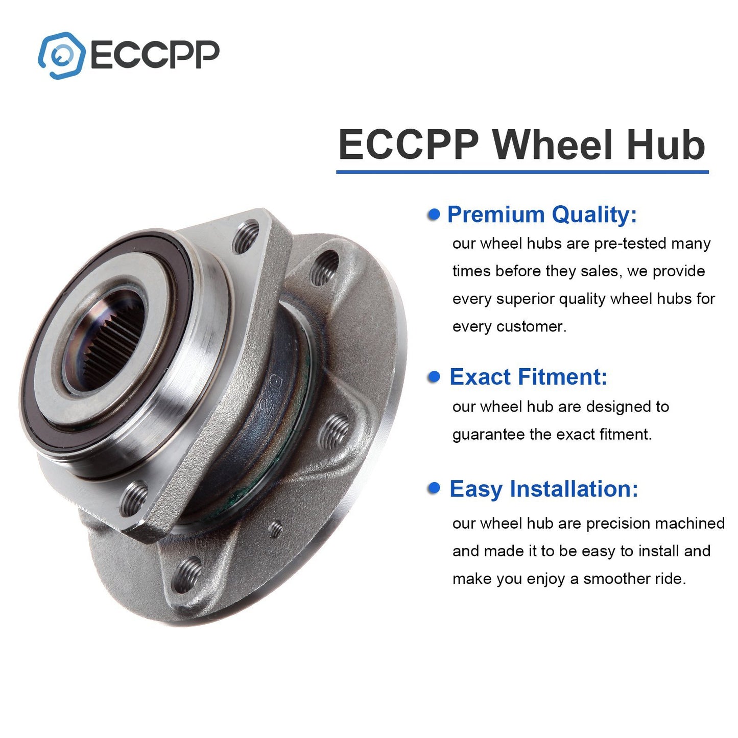 1P Front Wheel Hub Bearing For Audi A3 Volkswagen GTI Eos Rabbit (3-Bolt Flange)
