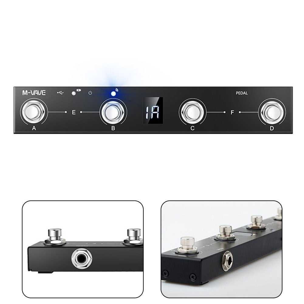 Portable For MIDI Footswitch with 4 Functional Buttons and Long Battery Life