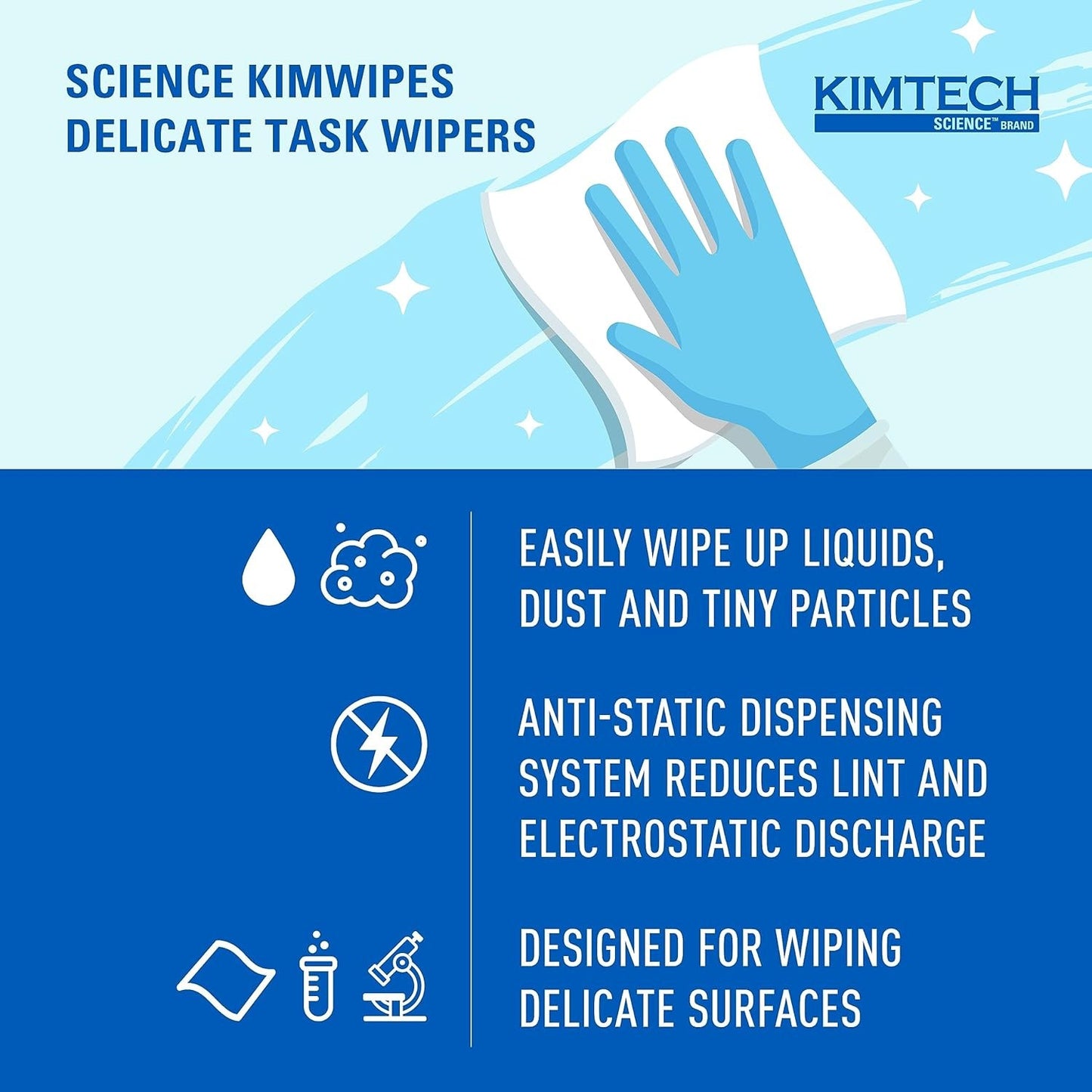 Kimwipes Delicate Task Wipes, Pop-Up Box, 60 Boxes, 17,160 Sheets, Lab