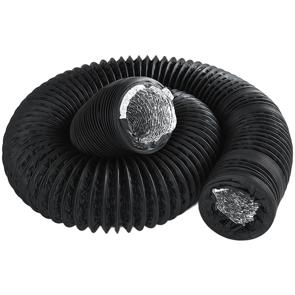 Black Double Layer PVC Aluminum Foil Flexible Air Duct Hose for Ventilation Use