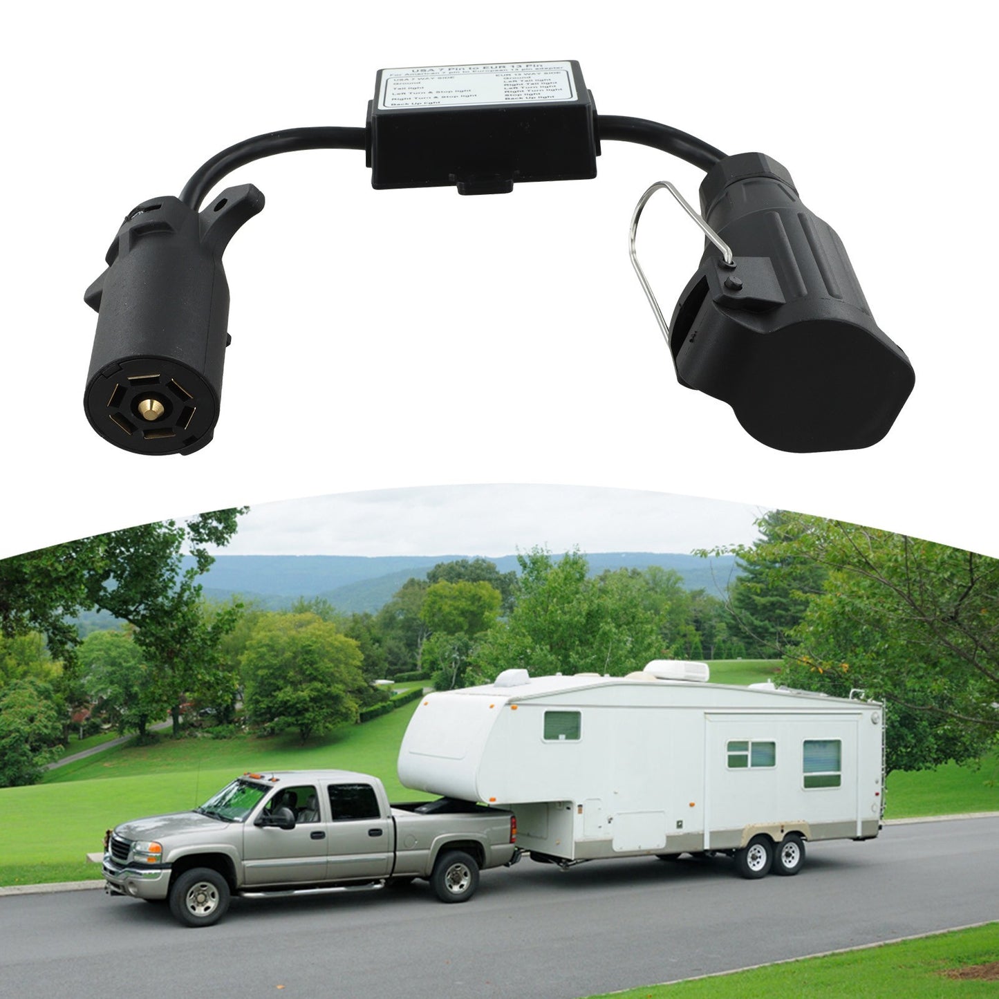 13-Pin Trailer Light Converter 7-Way Accessory Connector Electrical Parts