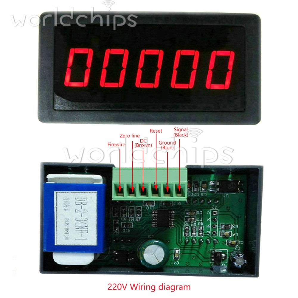 DC12-24V RS5135 0.56" Red 5-Digit Counter Meter Panel Up Plus Totalizer 0-99999