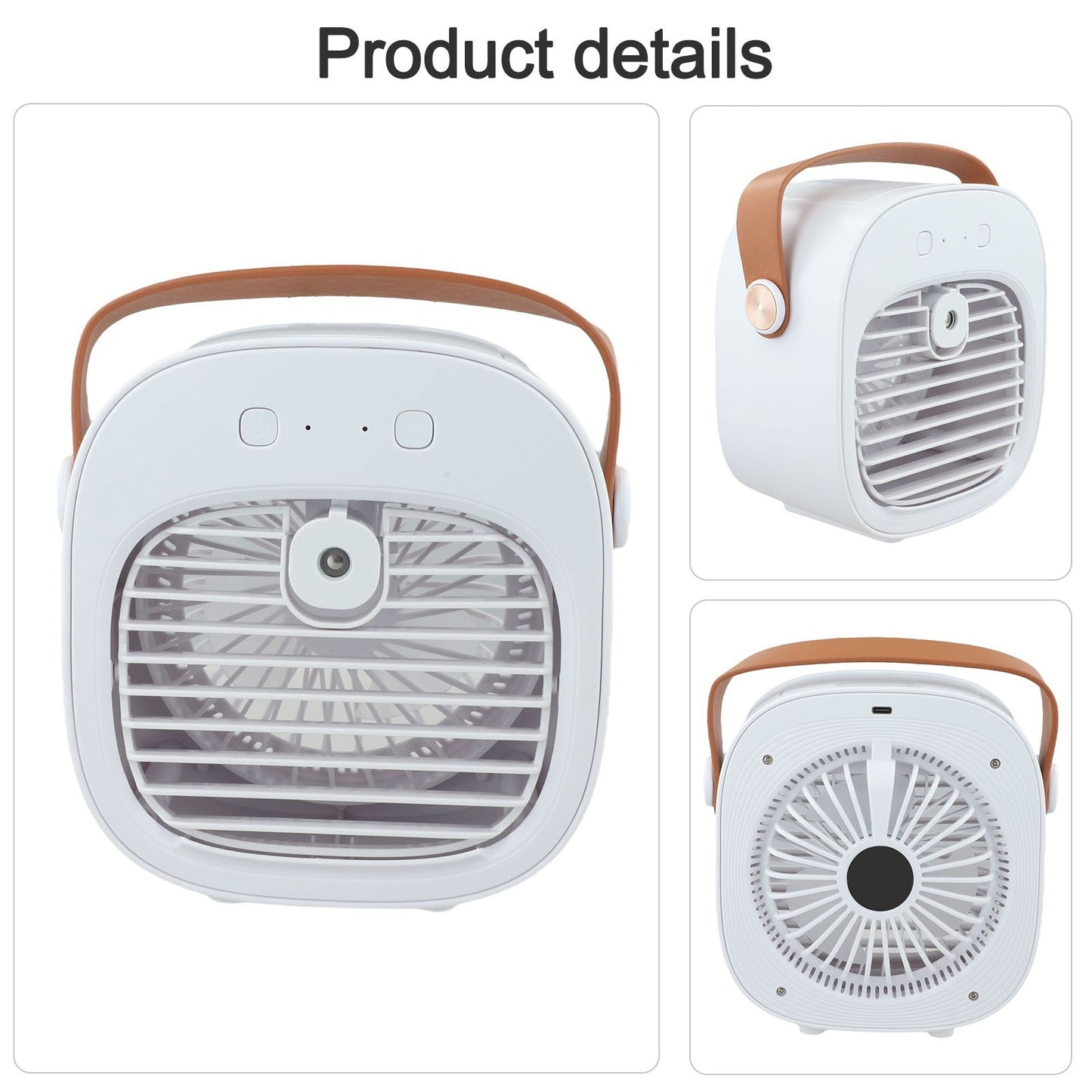 Portable Air Conditioner with Humidifier and 3 Speed Fan Controls for Desk
