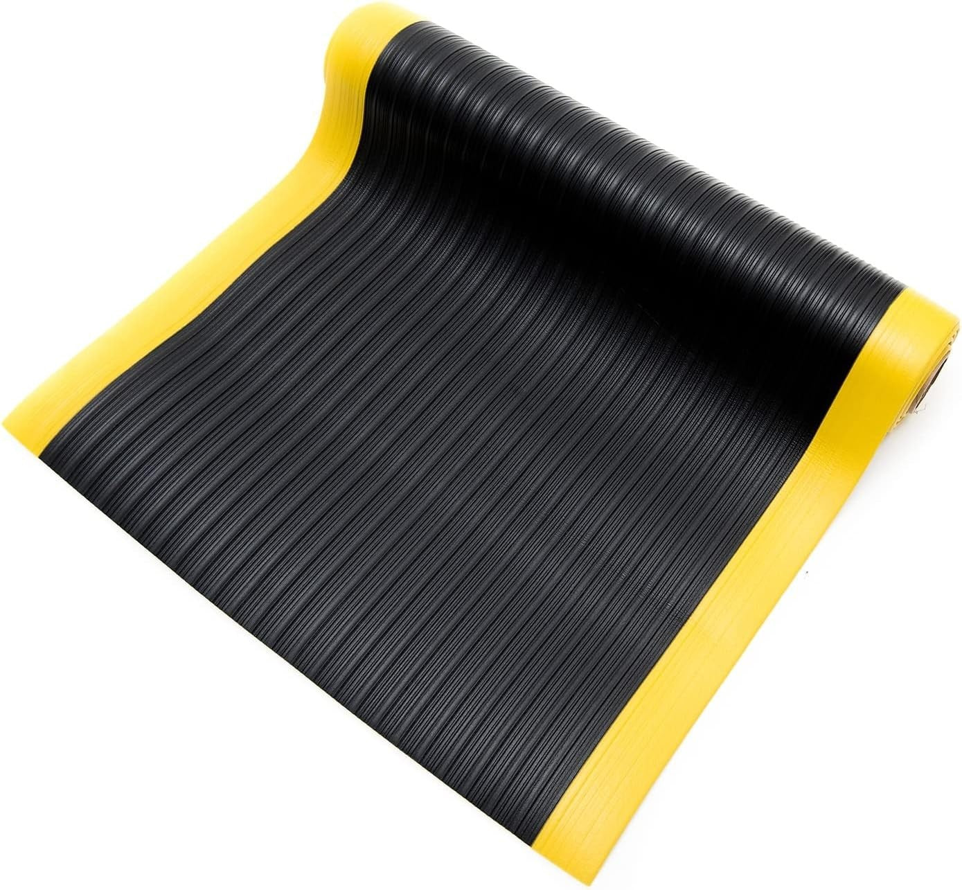 Anti-Fatigue Floor Mat, 3 Feet X 6 Feet X 3/8 Inch Thick, Ribbed Pattern Top, Bl