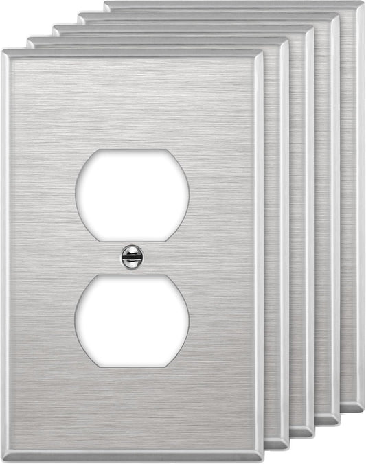 LIDER Duplex Receptacle Metal Wall Plate, Impact and Corrosion Resistant, Metal