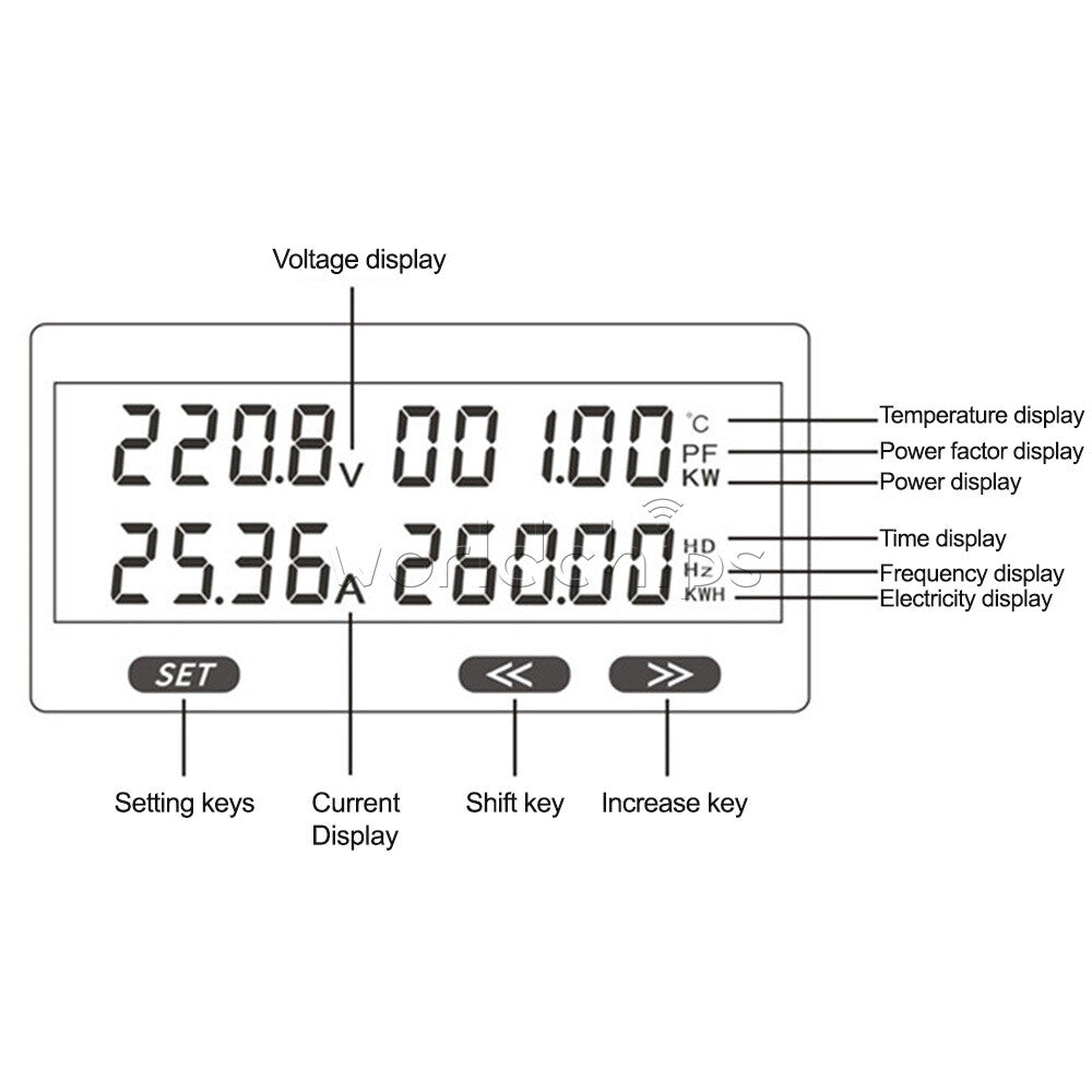 AC60-300V 20/100/200A Multifunction AC Single Phase Electric Voltmeter Ammeter