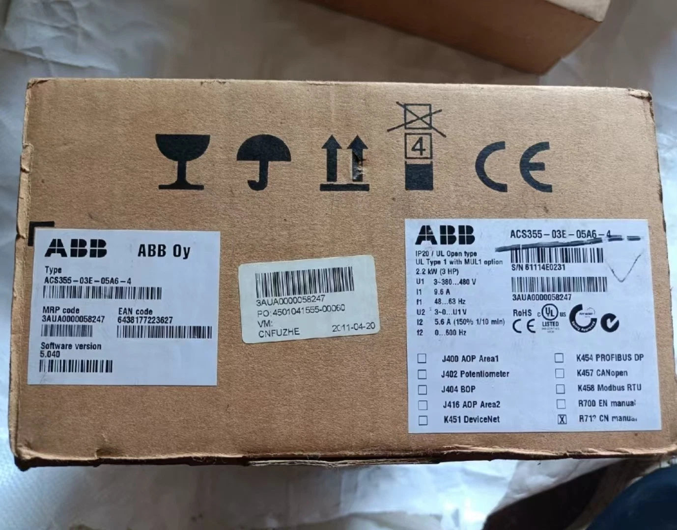 1 PC ACS355-03E-05A6-4 2.2KW  ABB Frequency Converter Fast delivery