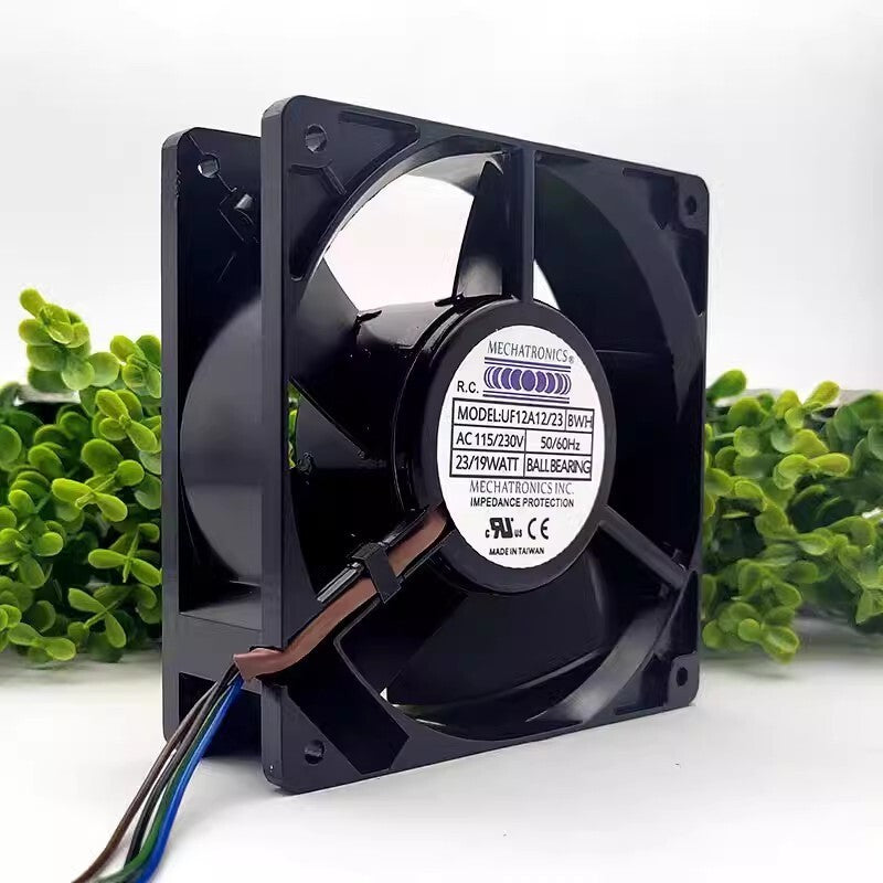 MECHATRONICS UF12A12/23 BWH AC115/230V 23/19W 12CM 4-Wire Dual Ball Cooling Fan