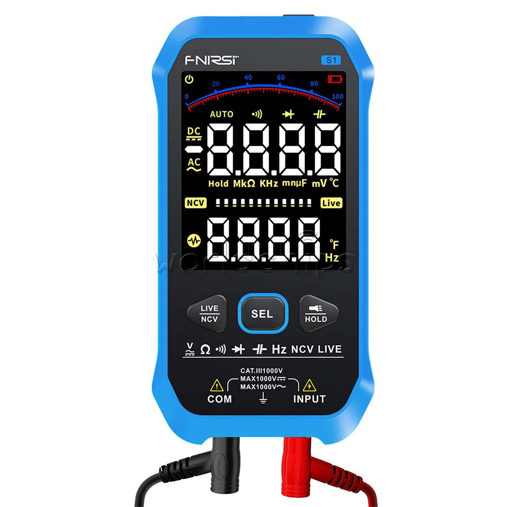 FNIRSI S1 Multimeter 9999 Counts AC DC Voltage Resistance Capacitance Diode NCV