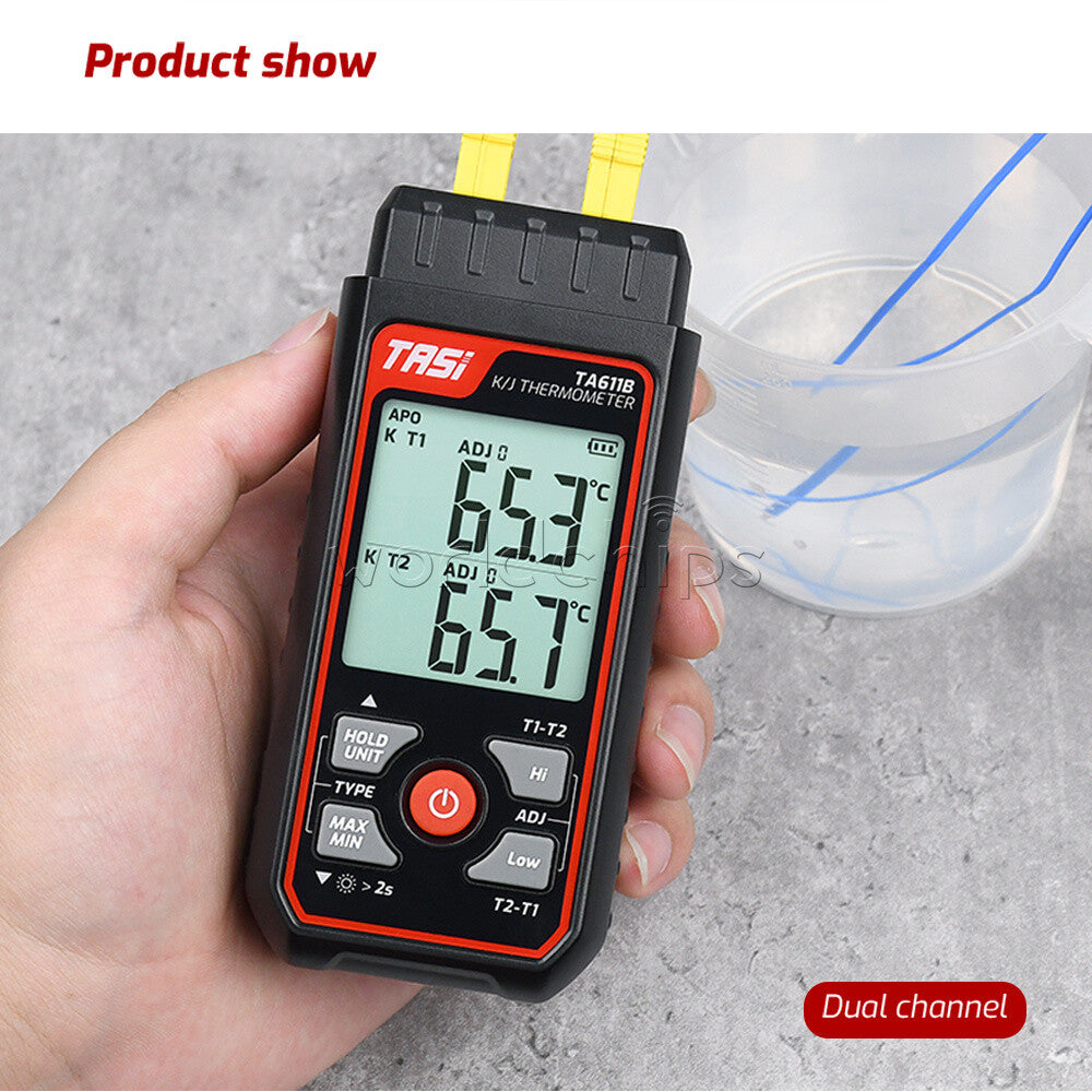TASI TA611A/B Digital Thermocouple K/J Thermometer Contact Temperature Tester