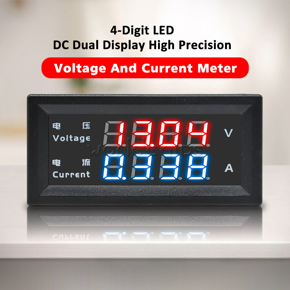 10PCS 4-Digital Dual LED DC0-200V 10A Voltmeter Current Ammeter Meter M4430