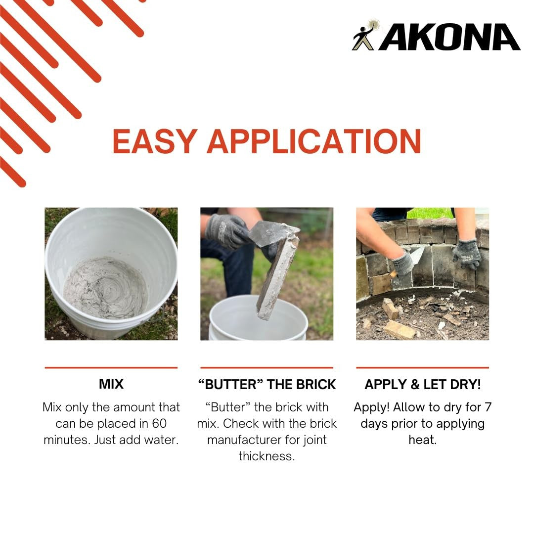 Medium Duty Refractory Mortar - High Temperature Mix for Fireplaces, Fire Pits,
