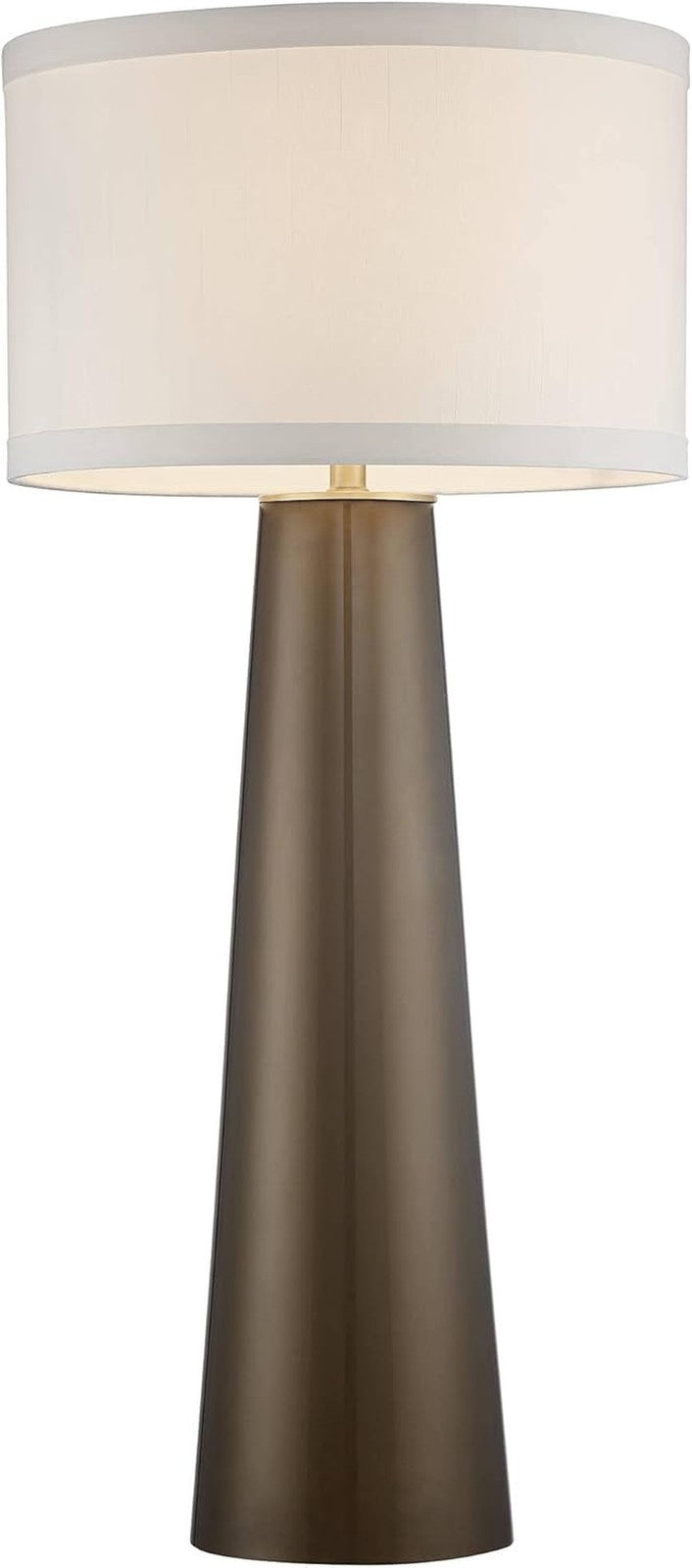 Karen 36" Modern Table Lamp, Dark Gold Glass, Off White Shade