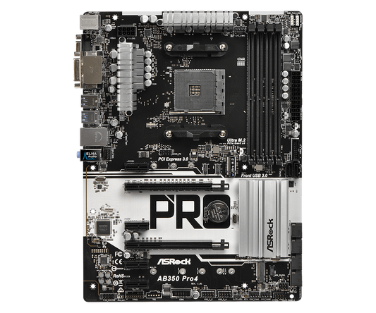 ASRock AB350 Pro4 Motherboard AMD B350 Socket AM4 DDR4 Ryzen M.2 DVI ATX D-Sub