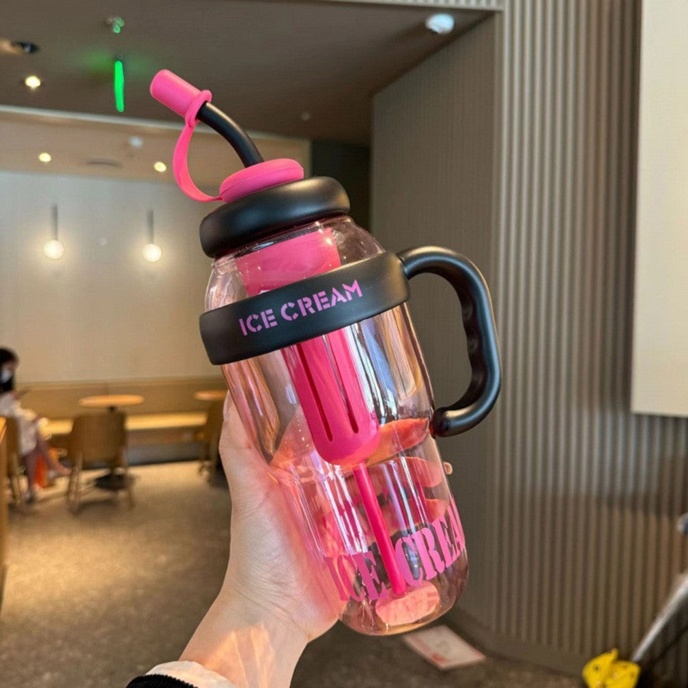 Large 1300ml Plastic Tumbler with Straw Leakproof Lid for Everyday Use