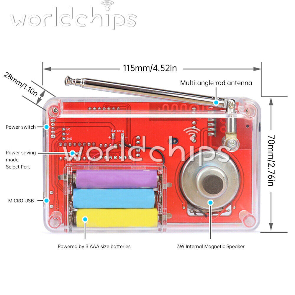 50-108MHZ FM Radio DIY Electronic Kits Soldering Practice Loose Part With Shell