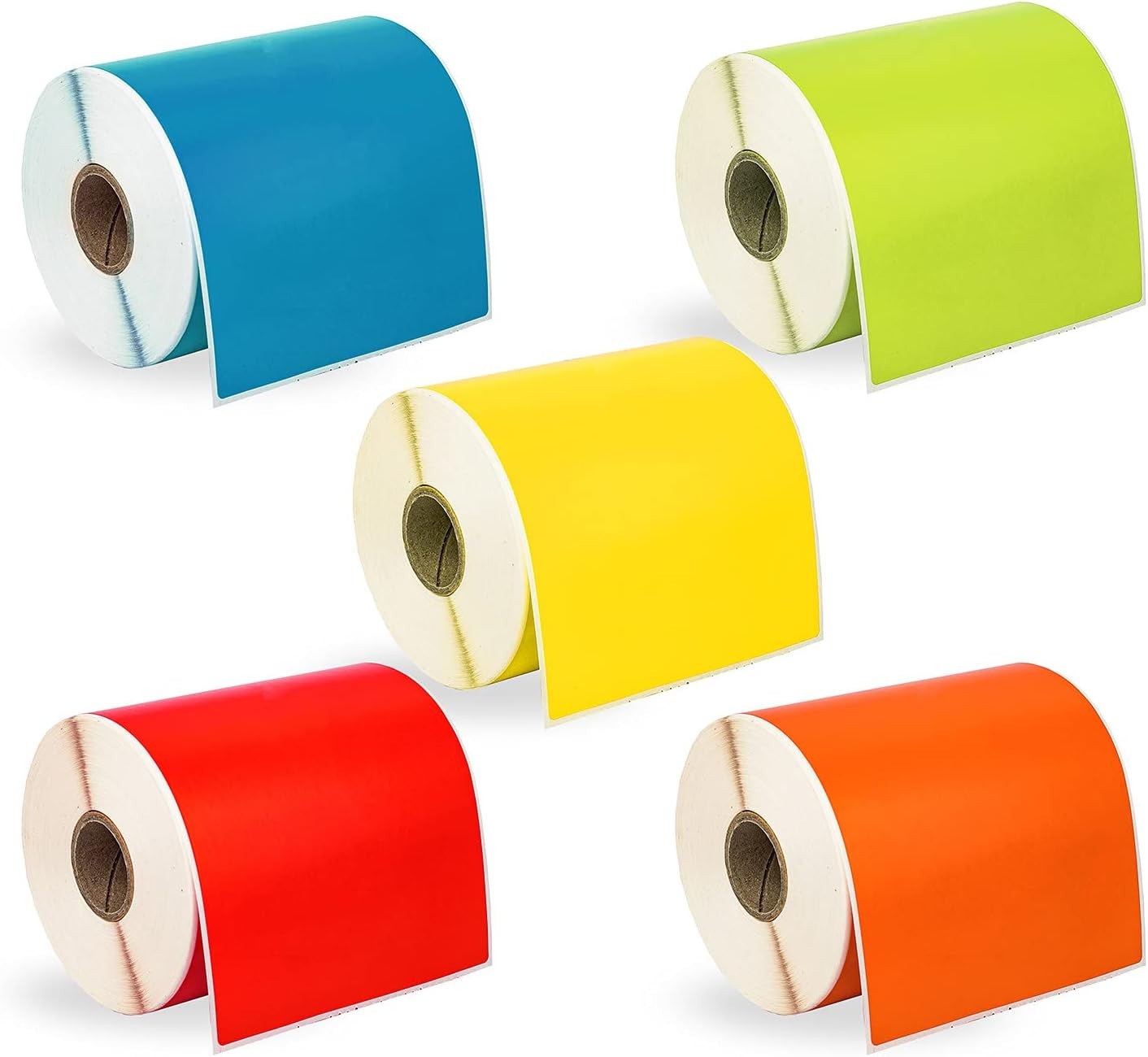4x6 Inch Multi-Color Shipping Labels - 5 Rolls, 250 per Roll, 1" Core
