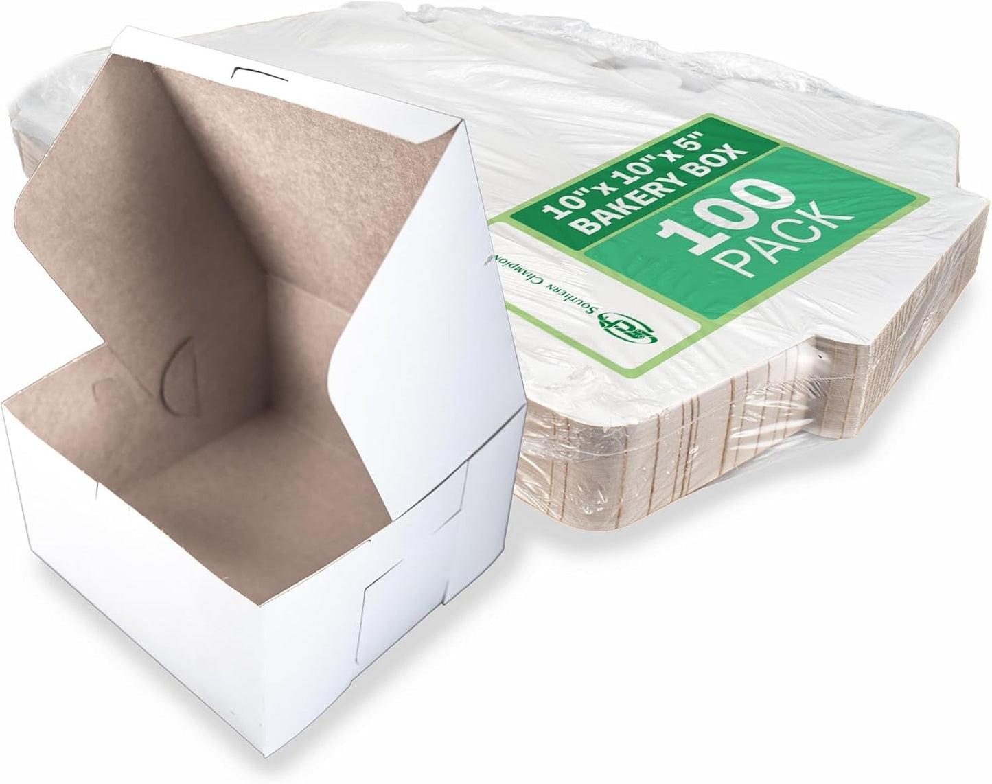 White Non-Window Bakery Box, 10x10x5.5 Inch, Case of 100 - Recyclable