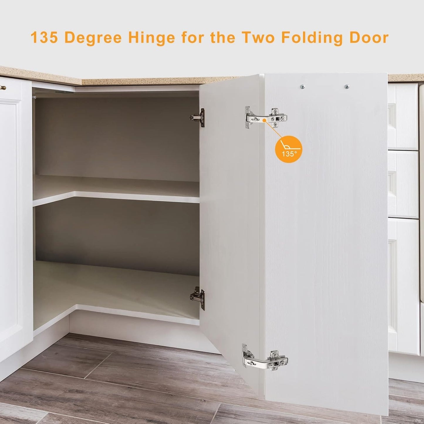 2 Pack 1 Pairs 135° Lazy Susan Hinge, Full Overlay Concealed for Corner Kitchen